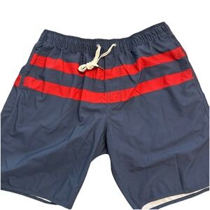 Fair Harbor Shorts‎ Mens Navy Blue Red Drawstring Swim Trunks Pocket Large
